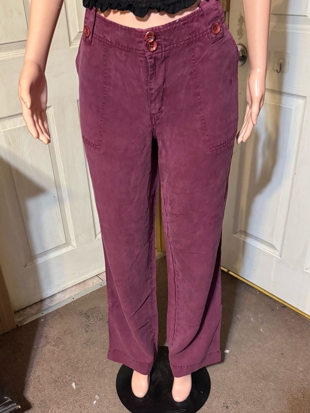 Pulp mid rise tencel burgundy  pants 8/M